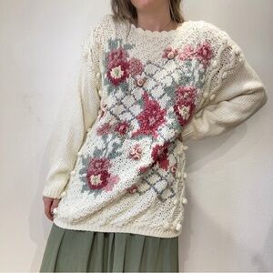Vintage Floral Knit Sweater